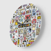 ドードルカラフルスクールヴィンテージセット ラージ壁時計 (傾斜)