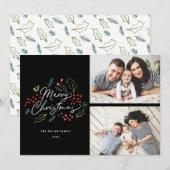 ドードルカラフルズメリークリスマス2フォトブラック シーズンカード (正面/裏面)