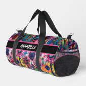 ドードルカラフルフラワーズプリント ダッフルバッグ (右コーナー)