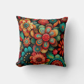 ドードルカラフルフローラデザイン装飾用クッション クッション (正面)