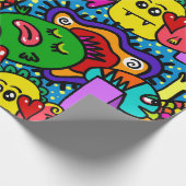 ドードルカラフルモンスターズすべての行事ギフト ラッピングペーパー (角)