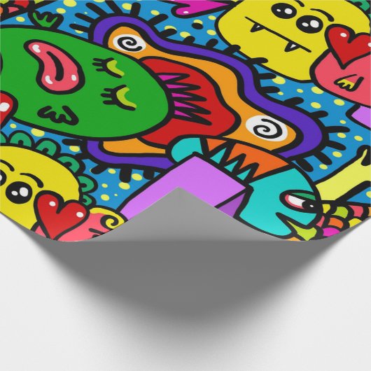 ドードルカラフルモンスターズすべての行事ギフト ラッピングペーパー (角)