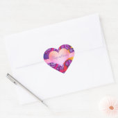 ドードルカラフルレインボーハートパターン ハートシール (封筒)