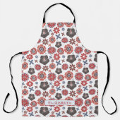 ドードルカラフル花柄パーソナライズされた名 エプロン (正面)
