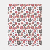 ドードルカラフル花柄パーソナライズされた名 フリースブランケット (正面)