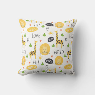 ドードルカラフル・ジラフェスと言葉 クッション
