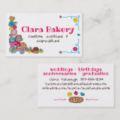 ドードルクッキーカップケーキ花ベーカリー菓子 名刺 (正面/裏面)