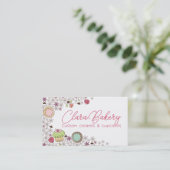 ドードルクッキーカップケーキ花ベーカリー菓子 名刺 (スタンド正面)