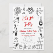 ドードルクリスマスカクテルパーティの招待状 予測できな 招待状 (正面)