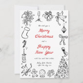 ドードルクリスマスカードフォトハンド引き出しホリデーレッド シーズンカード (正面)