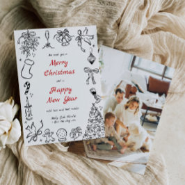 ドードルクリスマスカードフォトハンド引き出しホリデーレッド シーズンカード