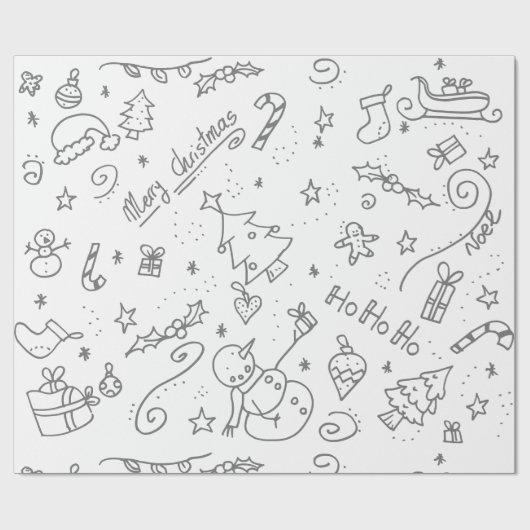 ドードルクリスマス雪だるまのアウトライン子供の着色 ラッピングペーパー (フラット)
