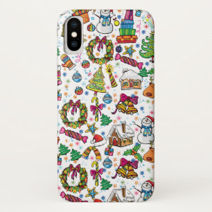 ドードルクリップアートクリスマスデザインケース iPhone X ケース
