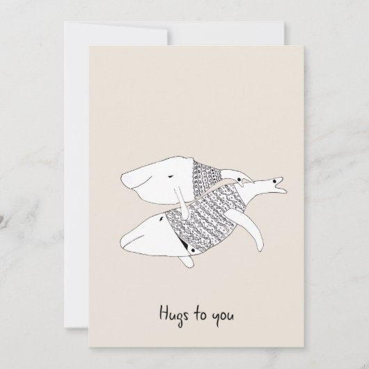 ドードルクリームが励ますグリーティングカードクジラの抱き締め 招待状 (正面)