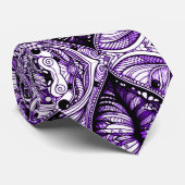 ドードルクールアートパープルホワイトブラック ネクタイ (ロール)