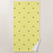 ドードルグレーハートパターンイエローカスタムカラーキュート ビーチタオル (正面)