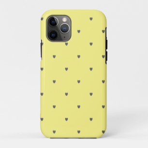 ドードルグレーハートパターンイエローカスタムカラーキュート iPhone 11 PROケース