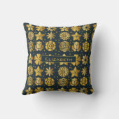 ドードルゴールデンフローラルパタパーソナライズされたーン名 クッション (裏面)