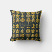 ドードルゴールデンフローラルパタパーソナライズされたーン名 クッション (正面)