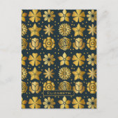 ドードルゴールデンフローラルパタパーソナライズされたーン名 ポストカード (正面)
