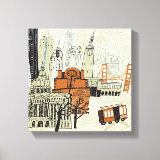 ドードルサンフランシスコシーン キャンバスプリント (正面)