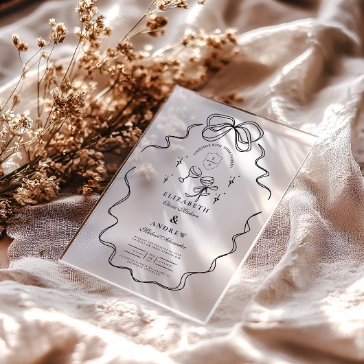 ドードルシャンパお洒落ンボウ結婚ズ アクリル招待状