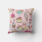 ドードルスイーツアイスクリーム：手描きイラストレーション クッション (裏面)