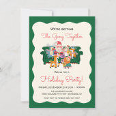 ドードルスケッチオフィスホリデーパーティーフレンドズマス 招待状 (正面)