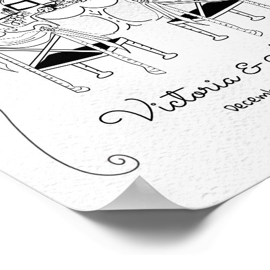 ドードルスケッチテーブルチェアファンキーリハーサルディナー ポスター (角)