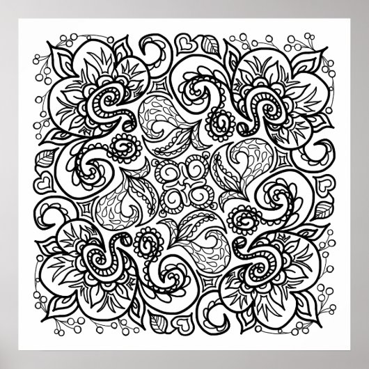 ドードルスケッチユー色ラインアートビューティフル ポスター (正面)