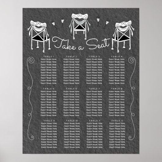ドードルスケッチ手描き椅子座席図 ポスター (正面)