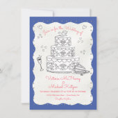 ドードルスケッファンキーチ波型エッジ結婚のケーキ 招待状 (正面)