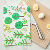 ドードルスタイルの水彩林 キッチンタオル (四つ折り)