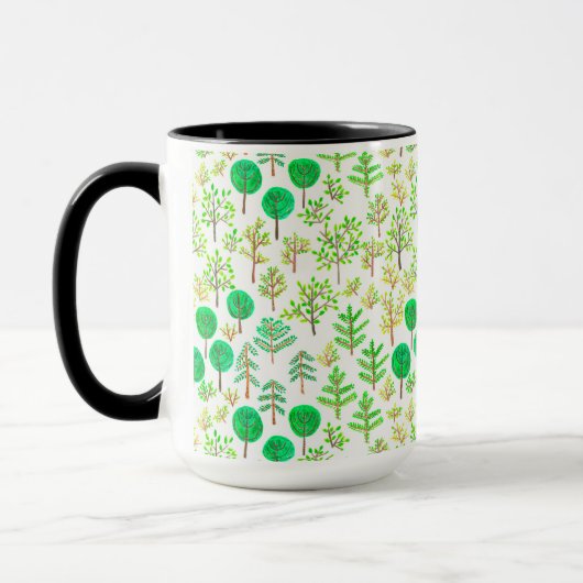 ドードルスタイルの水彩林 マグカップ (左)