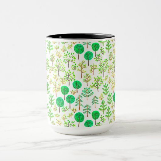 ドードルスタイルの水彩林 マグカップ (中央)