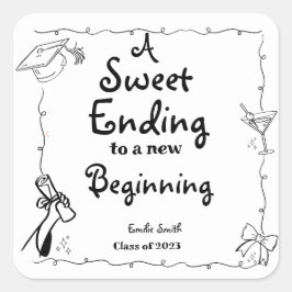 ドードルスタイルハンドドロー卒業の好意サイン スクエアシール