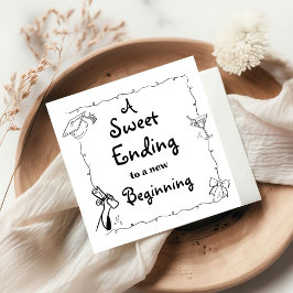 ドードルスタイルハンドドロー卒業の好意サイン スタンダードカクテルナプキン