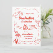 ドードルスタイルハンドドロー卒業招待状 招待状 (スタンド正面)