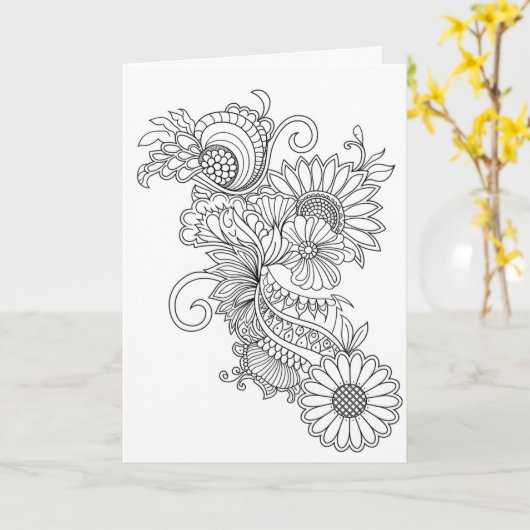 ドードルスタイルフローラカラーユア独自のカード カード (黄色い花)