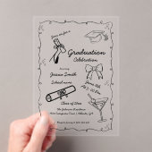 ドードルスタイル手描き卒業 アクリル招待状 (インサイチュ (ポータブル))