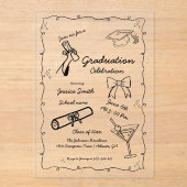 ドードルスタイル手描き卒業 アクリル招待状 (正面)