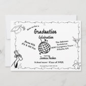 ドードルスタイル手描き卒業 招待状 (正面)