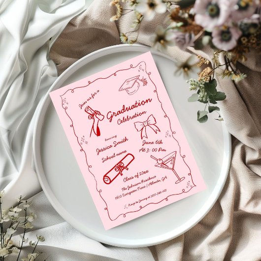 ドードルスタイル手描き卒業 招待状