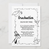 ドードルスタイル手描き卒業 案内状 (正面)