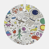 ドードルスタイル、宇宙テーマイラストレーション。 ガラスオーナメント (裏面)