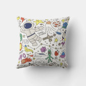 ドードルスタイル、宇宙テーマイラストレーション。 クッション (裏面)