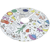 ドードルスタイル、宇宙テーマイラストレーション。 ブラッシュドポリエステルツリースカート (アングル)