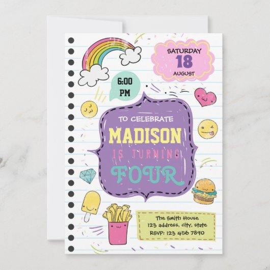 ドードルスリーポバーパーティの招待状 招待状 (正面)