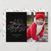 ドードルズカラフルメリークリスマスフォトブラック シーズンカード (正面/裏面)