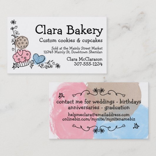 ドードルズクッキーズフラワーベーカリーベーキング 名刺 (正面/裏面)